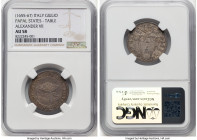 Papal States. Alexander VII Giulio ND (1655-1667) AU58 NGC, Rome mint, KM274. Rare money table type in an appreciable grade, just one piece ranking hi...