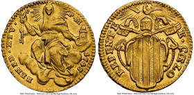 Papal States. Benedict XIV gold Mezzo (1/2) Zecchino 1743 MS62 NGC, Rome mint, KM933, Fr-232. 1.72gm. Only one available at a higher certification out...