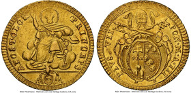 Papal States. Pius VII gold Doppia III (1802)-R MS62 NGC, Rome mint, KM1070, Fr-248. The first of this particular year and variety to be offered by us...