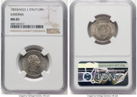 Sardinia. Carlo Felice Lira 1826 Eagle-L MS65 NGC, Torino mint, KM121.1. Tied for Top Pop, fully lustrous and toned in a luxurious steely hue. HID0980...