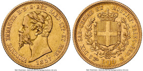 Sardinia. Vittorio Emanuele II gold 10 Lire 1857 (Eagle)-B AU Details (Cleaned) NGC, Torino mint, KM145.1, Fr-1149. HID09801242017 © 2024 Heritage Auc...