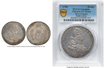Tuscany. Francesco III Francescone (10 Paoli) 1748 AU Details (Cleaned) PCGS, Florence mint, KM-C8b. Arabic date. Draped bust right with lion head on ...