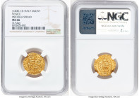 Venice. Michael Steno gold Ducat ND (1400-1413) MS66 NGC, Venice mint, Fr-1230, Paolucci-1. 19mm. 3.54gm. Obv: Doge kneeling before St. Mark, who hold...