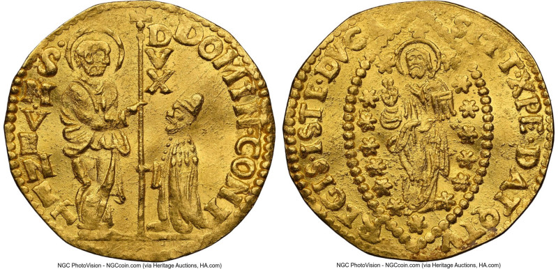 Venice. Domenico Contarini gold Zecchino ND (1659-1675) UNC Details (Bent) NGC, ...