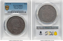 Kingdom of Napoleon. Napoleon I 5 Lire 1812-M MS62 PCGS, Milan mint, KM10.4. Dav-202. Puntali Aguzzi variety (sharp tipped halberds on reverse). The h...