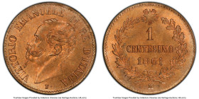 Vittorio Emanuele II 1 Centesimo 1861-M MS65 Red PCGS, Milan mint, KM1.1. HID09801242017 © 2024 Heritage Auctions | All Rights Reserved www.HA.com/Tex...