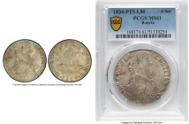 Republic 8 Soles 1834 PTS-LM MS61 PCGS, Potosi mint, KM97. HID09801242017 © 2024 Heritage Auctions | All Rights Reserved www.HA.com/TexasAuctioneerLic...
