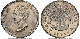 Republic 8 Soles 1851 PTS-FM UNC Details (Cleaned) NGC, Potosi mint, KM109. A gentle multicolored patina hugs these crisp devices. HID09801242017 © 20...