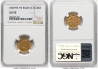 Republic gold Scudo 1855 PTS-MJ AU55 NGC, Potosi mint, KM114. HID09801242017 © 2024 Heritage Auctions | All Rights Reserved www.HA.com/TexasAuctioneer...