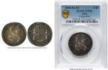 Ferdinand VII 2 Reales 1810 So-FJ VF35 PCGS, Santiago mint, KM74, Cal-940. Mintage: 45,000. An attractively toned example of this 'imaginary' type, fe...