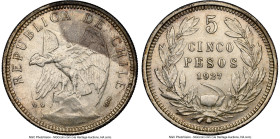 Republic 5 Pesos 1927-So MS63 NGC, Santiago mint, KM173.2. HID09801242017 © 2024 Heritage Auctions | All Rights Reserved www.HA.com/TexasAuctioneerLic...