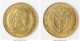 Nueva Granada gold 16 Pesos 1838 BOGOTA-RS AU (cleaned, damaged), Bogota mint, KM94.1. 26.91gm. HID09801242017 © 2024 Heritage Auctions | All Rights R...