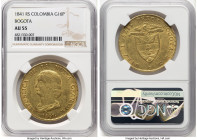 Nueva Granada gold 16 Pesos 1841 BOGOTA-RS AU55 NGC, Bogota mint, KM94.1. Despite the minor chatter in the fields, this piece continual to yields an i...