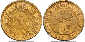 Central American Republic gold 1/2 Escudo 1846 CR-JB AU Details (Reverse Rim Filed) NGC, San Jose mint, KM13.1. Mintage: 13,000. Variety with CREZCA s...