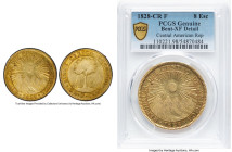 Central American Republic gold 8 Escudos 1828 CR-F XF Details (Bent) PCGS, San Jose mint, KM17, Onza-1746. First Date of issue. Despite the conditiona...