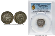 Republic "Madonna and Child" Real 1847 CR-JB XF Details (Cleaned) PCGS, San Jose mint, KM65. Backwards 'B' in assayer mark. HID09801242017 © 2024 Heri...