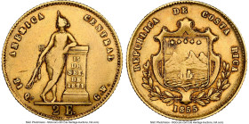 Republic gold 2 Escudos 1855-GW XF40 NGC, San Jose mint, KM99. A scarcer type, not seen by our firm in almost a decade. HID09801242017 © 2024 Heritage...