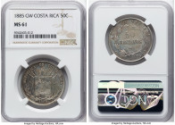 Republic 50 Centavos 1885-GW MS61 NGC, San Jose mint, KM124. A pleasing Mint State example of the type, nearly at the peak of the NGC census, paired w...