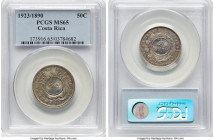 Republic Counterstamped 50 Centimos 1923 MS65 PCGS, KM159. Host: Republic 25 Centavos 1890-H, Heaton mint, KM130. HID09801242017 © 2024 Heritage Aucti...