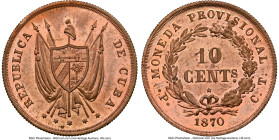 Provisional Republic copper Proof Pattern 10 Centavos 1870 P-CT PR65 Red and Brown NGC, Potosi mint, KM-X2a (prev. KM-Pn2A). HID09801242017 © 2024 Her...