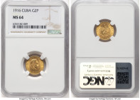 Republic gold 2 Pesos 1916 MS64 NGC, Philadelphia mint, KM17. HID09801242017 © 2024 Heritage Auctions | All Rights Reserved www.HA.com/TexasAuctioneer...