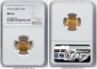 Republic gold 2 Pesos 1916 MS63 NGC, Philadelphia mint, KM17. HID09801242017 © 2024 Heritage Auctions | All Rights Reserved www.HA.com/TexasAuctioneer...