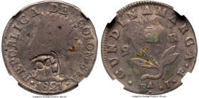 Republic Counterstamped 2 Reales ND (1831) VF20 NGC, KM8. Counterstamp: MDQ. Host: Colombia. Cundinamarca 2 Reales 1821 Ba-JF. HID09801242017 © 2024 H...