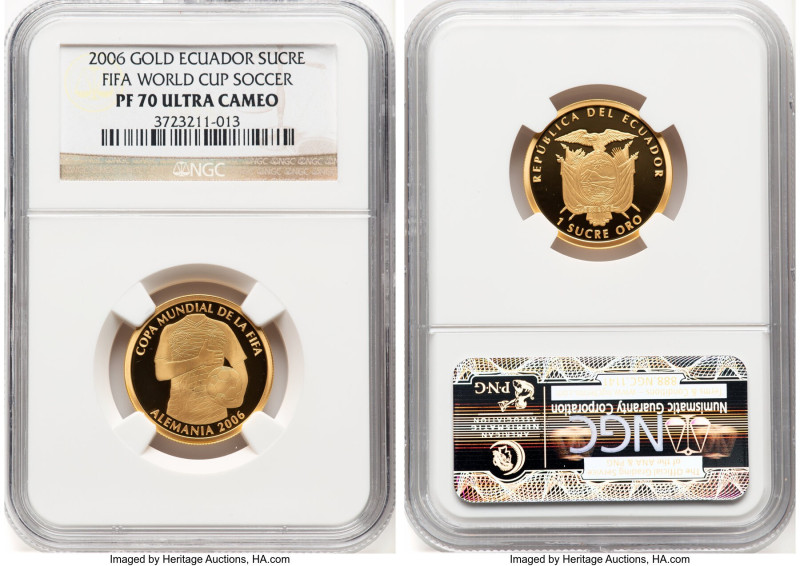 Republic gold Proof "FIFA World Cup Soccer" Sucre 2006 PR70 Ultra Cameo NGC, Fr-...