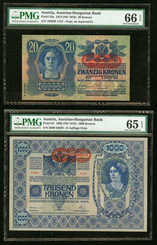 Austria Austrian-Hungarian Bank 20; 1000 Kronen 1913 (ND 1919); (ND 1919) Pick 5...