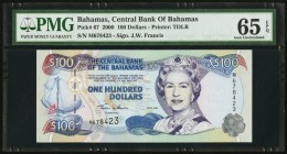 Bahamas Central Bank 100 Dollars 2000 Pick 67 PMG Gem Uncirculated 65 EPQ. 

HID09801242017