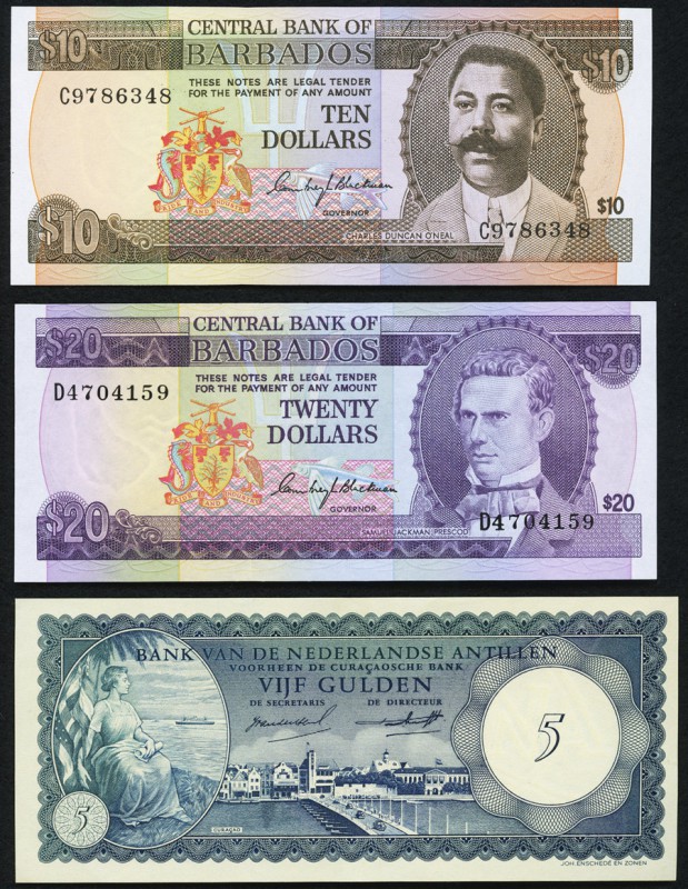Barbados Central Bank of Barbados $10; $20 ND (1973) Pick 33a; 34a Choice Crisp ...