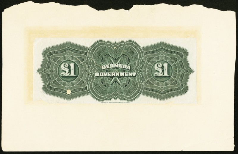 Bermuda Bermuda Government 1 Pound 1914 Pick 1bp Back Proof Fine-Very Fine. One ...