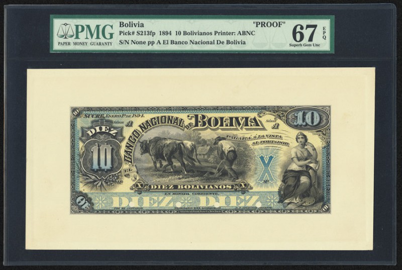 Bolivia Banco Nacional de Bolivia 10 Bolivianos 1894 Pick S213fp; S213bp Front A...