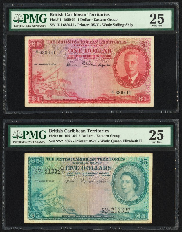 British Caribbean Territories Eastern Group 1; 5 Dollars 28.11.1950; 2.1.1962 Pi...