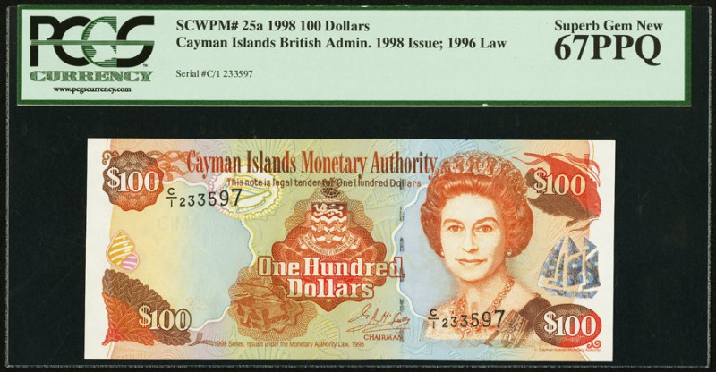 Cayman Islands Monetary Authority 100 Dollars 1998 Pick 25a PCGS Superb Gem New ...