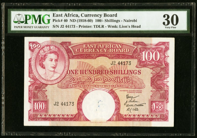 East Africa East African Currency Board 100 Shillings ND (1958-60) Pick 40 PMG V...