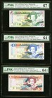 East Caribbean States Central Bank, Montserrat 5; 10; 20 Dollars ND (1994) Pick 31m; 32m; 33m Three Examples PMG Superb Gem Unc 67 EPQ; Choice Uncircu...