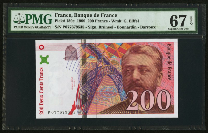 France Banque de France 200; 100 Francs 1999; 1988-80 Pick 159c; 154d Two Exampl...