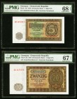 Germany Deutsche Notenbank 5; 20 1948 Pick 11b; 13b Two Examples PMG Superb Gem Unc 68 EPQ; Superb Gem Unc 67 EPQ. 

HID09801242017