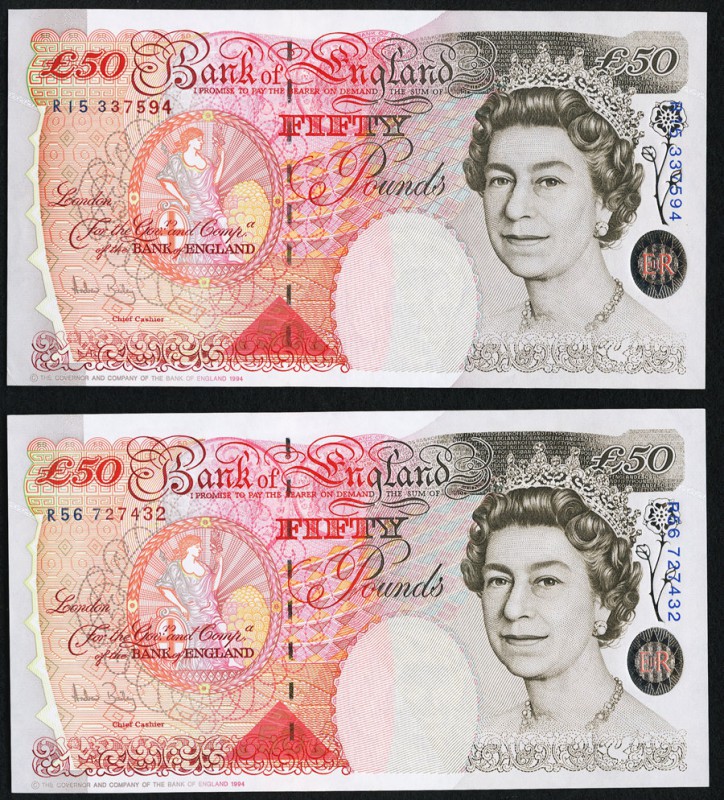 Great Britain Bank of England 50 Pounds ND (2006) Pick 388c Two Examples About U...
