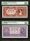 Hungary Hungarian National Bank 100,000; 10,000,000 B.-Pengo 1946 Pick 133; 135 Two Examples PMG Choice Uncirculated 63 EPQ; Choice Uncirculated 64 EP...