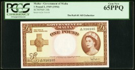 Malta Government of Malta 1 Pound 1949 (1954) Pick 24b PCGS Gem New 65PPQ. 

HID09801242017