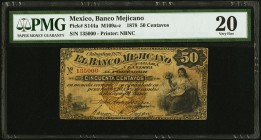 Mexico Banco Mejicano 50 Centavos 1878 Pick S144a M109 PMG Very Fine 20. 

HID09801242017