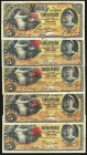 Mexico Banco Nacional de Mexico 5 Pesos 1.3.1910 Pick S257c M298c; 1.10.1912 Pick S257c M298c; 8.10.1913 Pick S257c M298c, Two Examples; 5.11.1913 Pic...