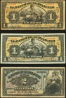 Mexico Banco de Guanajuato 1 Peso 3.12.1913 Pick S287a M348a Fine; 1 Peso 26.6.1914 Pick S287a M348a Extremely Fine; 2 Pesos 3.12.1913 Pick S288a M349...