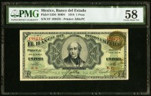 Mexico Banco Del Estado De Mexico 1 Peso 2.9.1914 Pick S336 M404 PMG Choice About Unc 58. 

HID09801242017