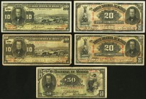 Mexico Banco Oriental de Mexico 10 Pesos 23.11.1910 and 22.4.1914 Pick S382c M461c; 20 Pesos 3.2.1910 and 3.1.1914 Pick S383c M462c; 50 Pesos 2.3.1903...