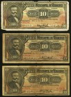 Mexico Banco Mercantil De Veracruz 10 Pesos 8.11.1905 Pick S439b M530b; 13.4.1910 Pick S439c M530c; 14.4.1904 Pick S439d M530d Very Good or Better. Th...