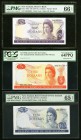 New Zealand Reserve Bank of New Zealand 2; 5; 10 Dollars ND (1977-81); Pick 164d; 165d; 166d Three Examples PMG Gem Uncirculated 66 EPQ; PCGS Very Cho...