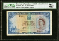 Rhodesia and Nyasaland Bank of Rhodesia and Nyasaland 5 Pounds 25.1.1961 Pick 22b PMG Very Fine 25. 

HID09801242017